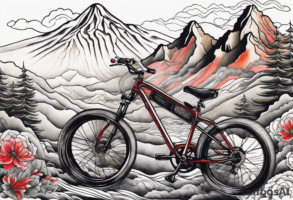 bicycle mountains tattoo idea