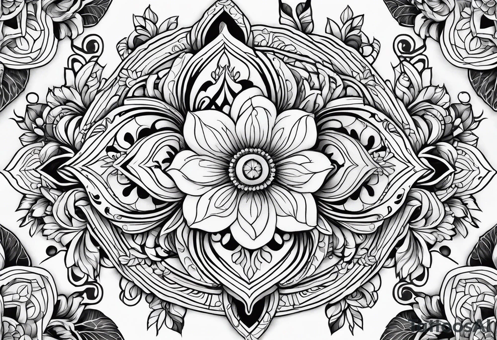 Hippy Buddhist feminine floral tattoo idea
