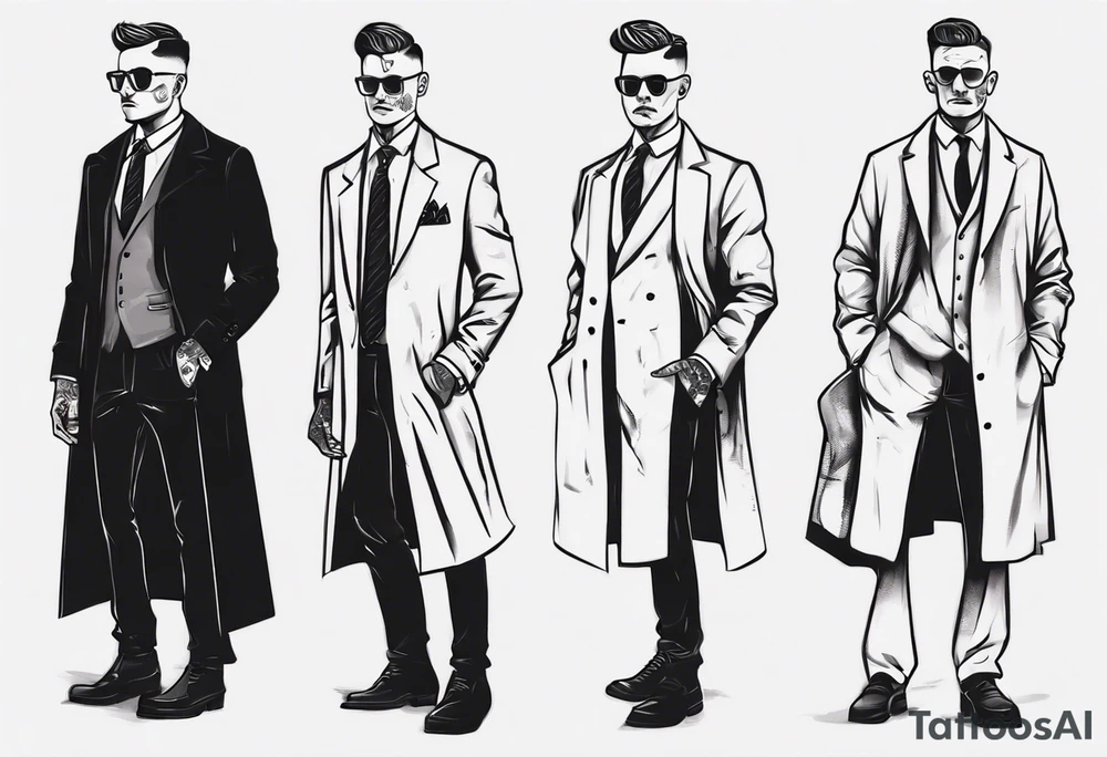 A man wearing a suit and an overcoat tattoo idea