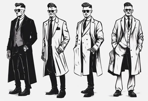 A man wearing a suit and an overcoat tattoo idea