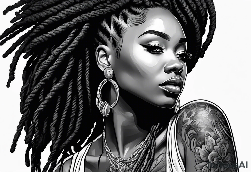 Black woman with locs tattoo idea