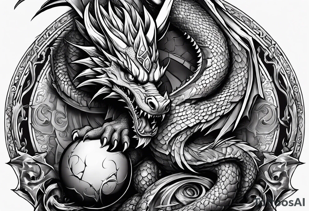 dragon of tyr holding orb tattoo idea