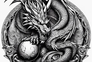 dragon of tyr holding orb tattoo idea