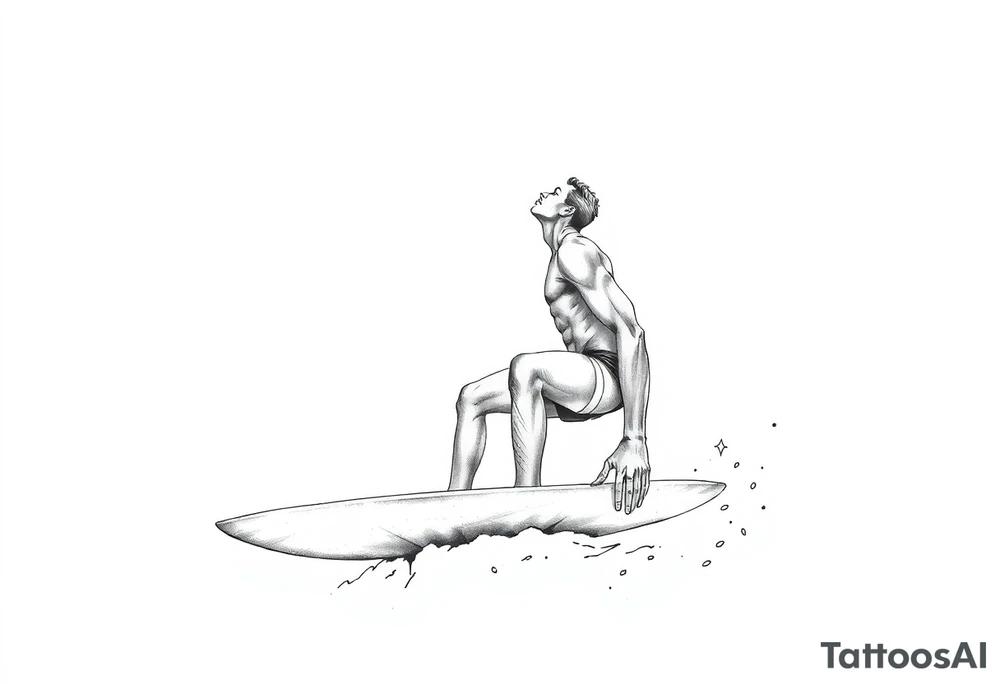 silver surfer on his board looking over in deep thought as he is in the sky tattoo idea