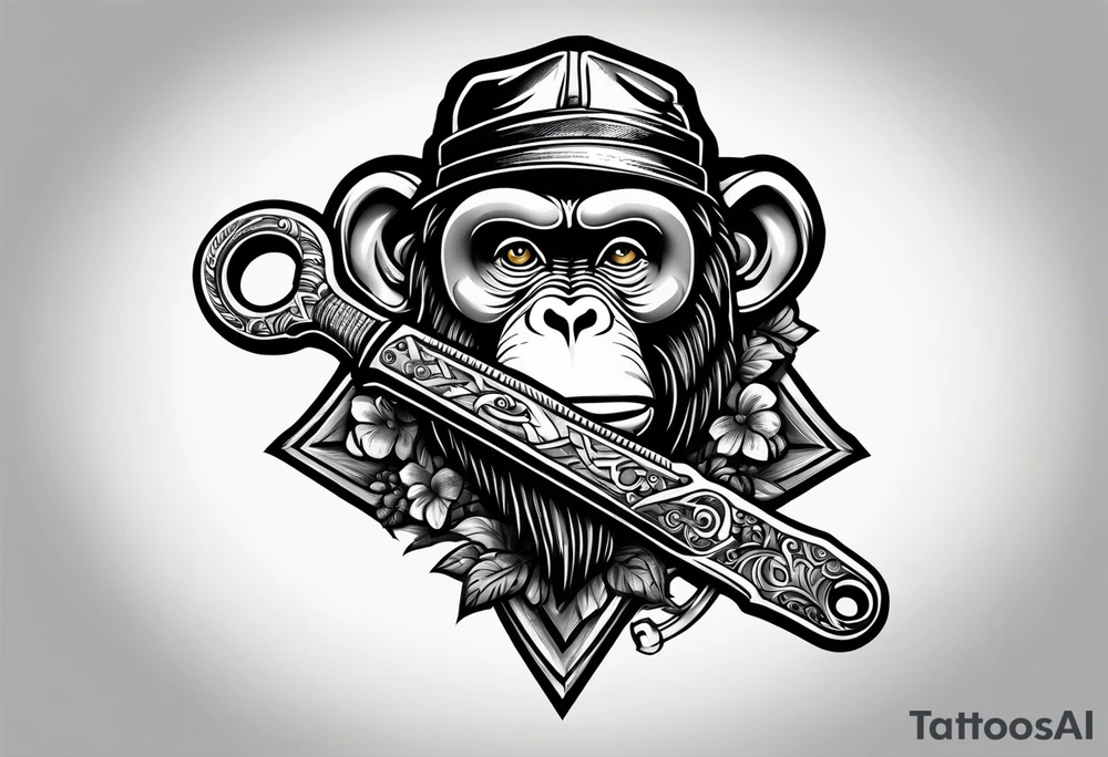 american traditional style monkey 
wrench tattoo idea