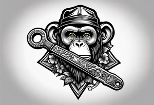 american traditional style monkey 
wrench tattoo idea