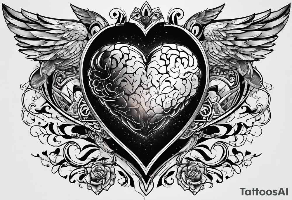 Brain, heart, love, heart break makes you strong, worth it, pain makes you stronger, strength, plane, travel tattoo idea