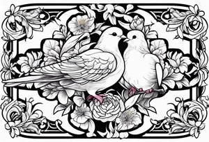 Peony and dove tattoo idea