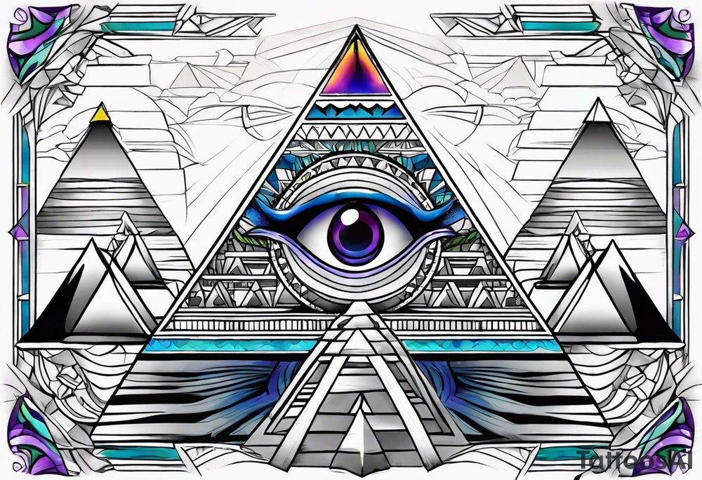 third eye and pyramids tattoo idea