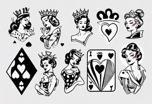 pin-up queen of hearts tattoo idea
