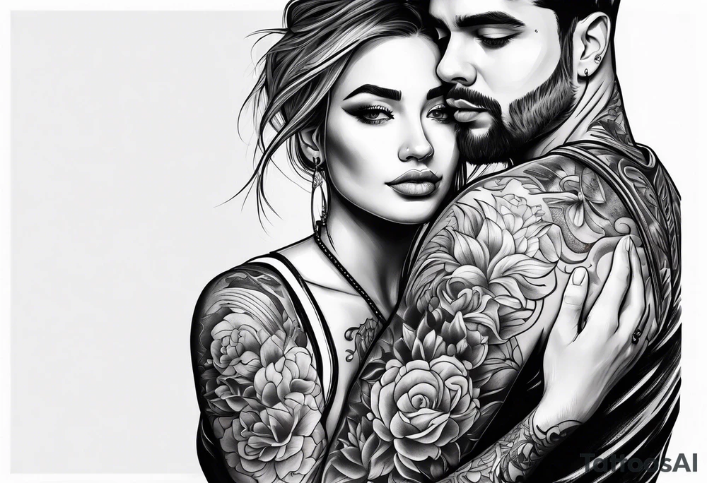 Couple hugging tattoo idea