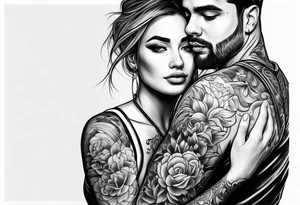Couple hugging tattoo idea