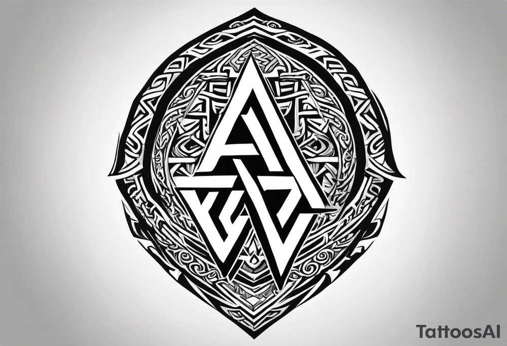 Valhalla sword shield axe Valknut  tribal tattoo idea