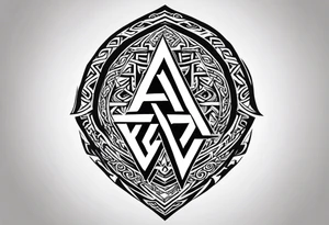 Valhalla sword shield axe Valknut  tribal tattoo idea