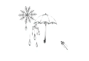 A snowflake melting and turning into rain drops and the rain drops cascading over and umbrella tattoo idea