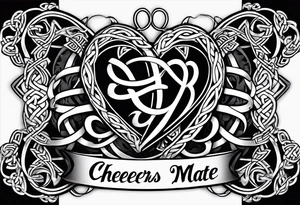 Cheers Mate text, armband +Celtic +Cancer Ribbon +tribal +artistic tattoo idea