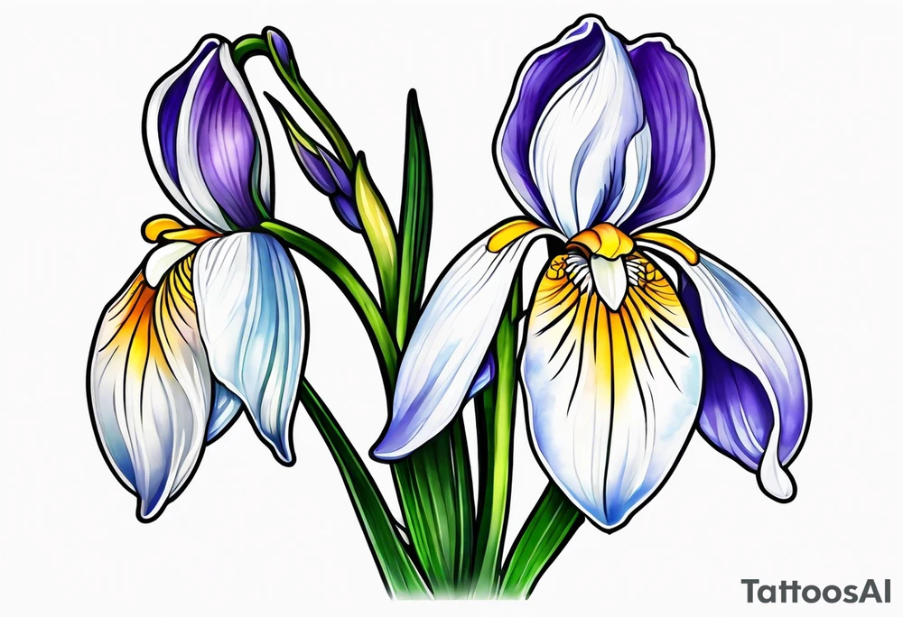 snowdrop flower and iris flower tattoo idea