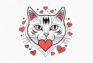 Cat and hearts tattoo idea