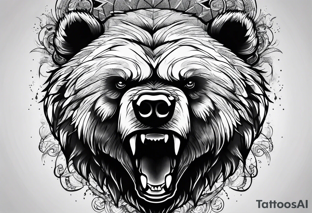 angry bear tattoo idea