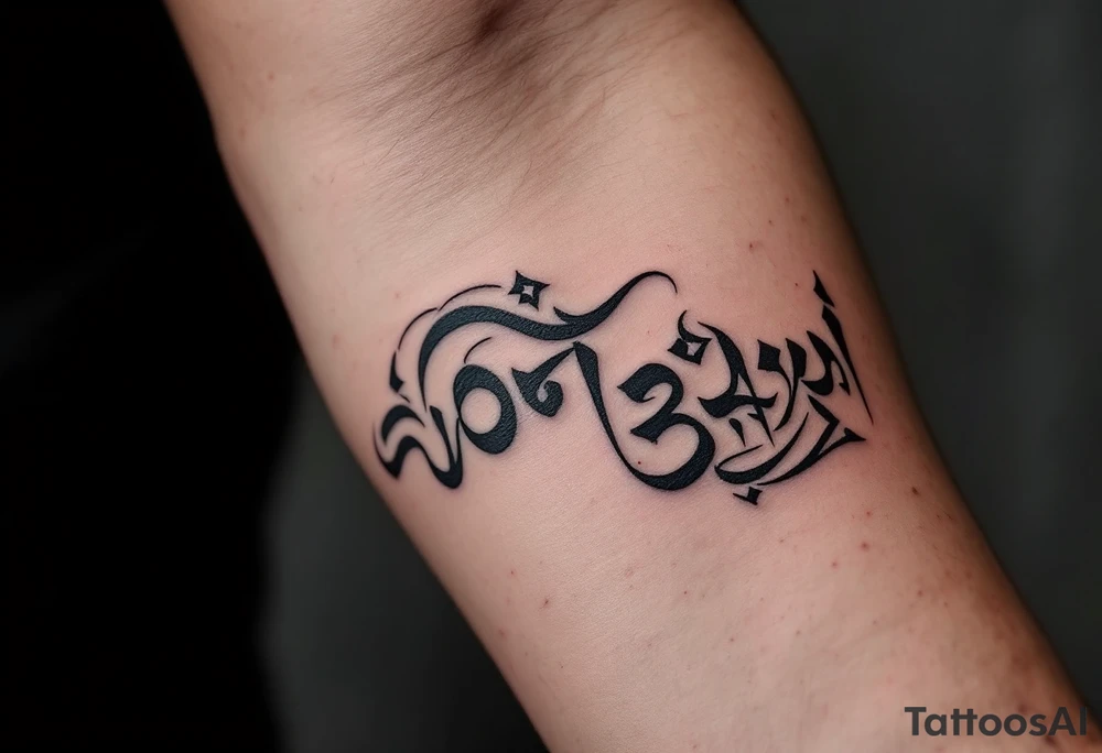 Mantra Script (e.g., "Om Mani Padme Hum") – A sacred Tibetan or Sanskrit phrase, done in elegant script or calligraphy, wrapping around arms or spines. tattoo idea