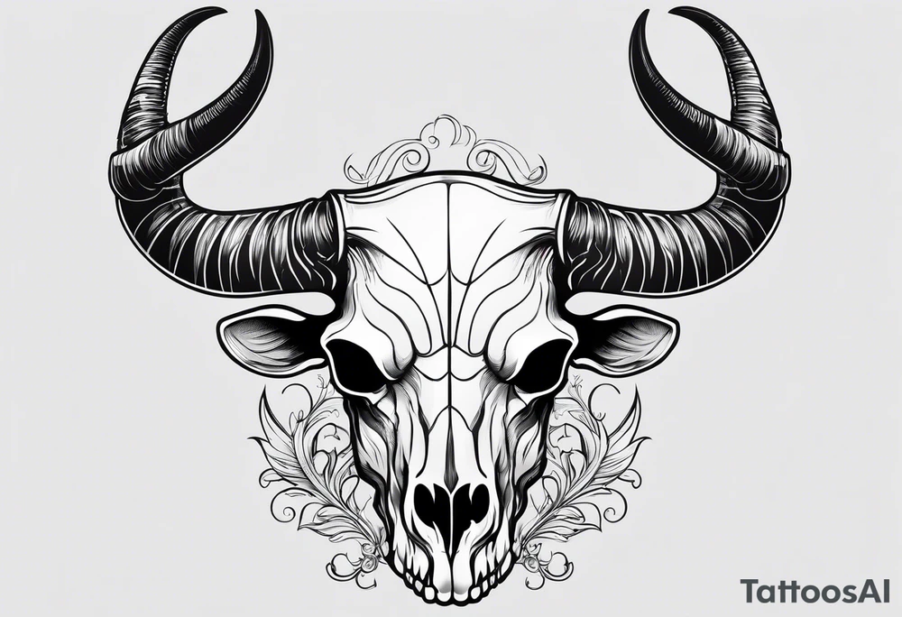 Long horn skeleton with IR brand on forehead tattoo idea Long horn skeleton with IR brand on forehead tattoo idea