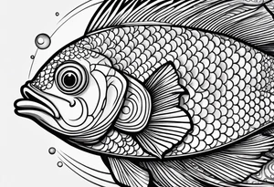 small fish tatoo, artistic, lines only tattoo idea
