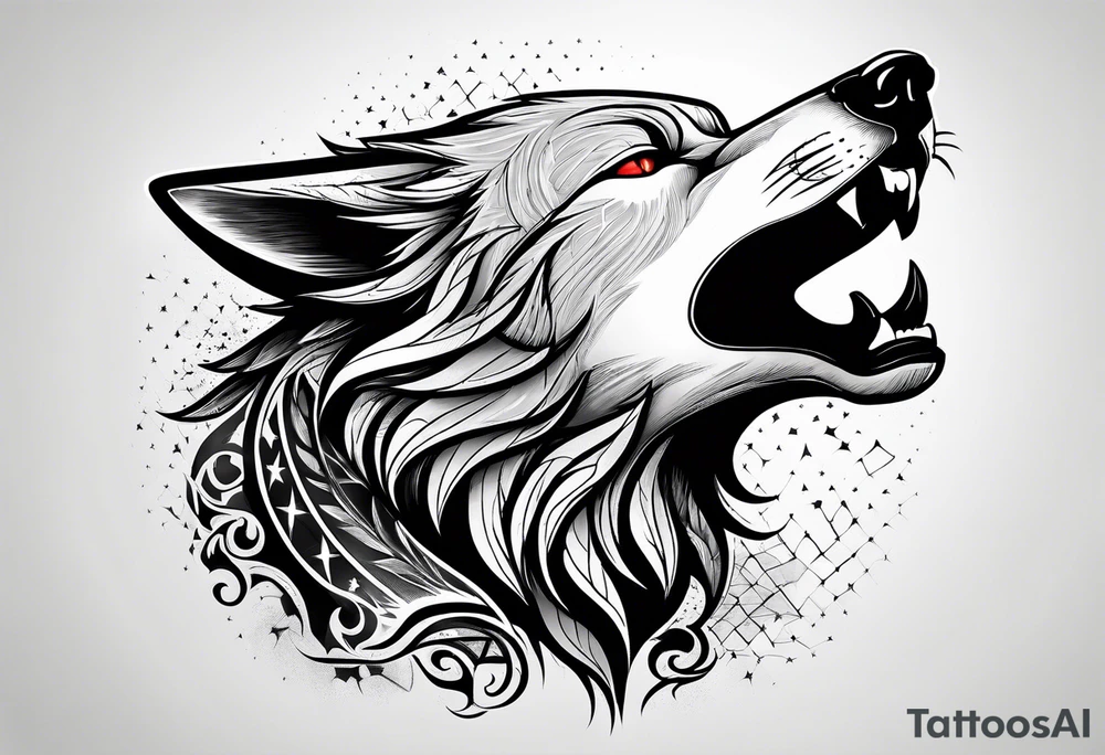 Robot Howling wolf tattoo idea