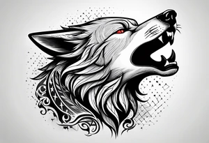Robot Howling wolf tattoo idea