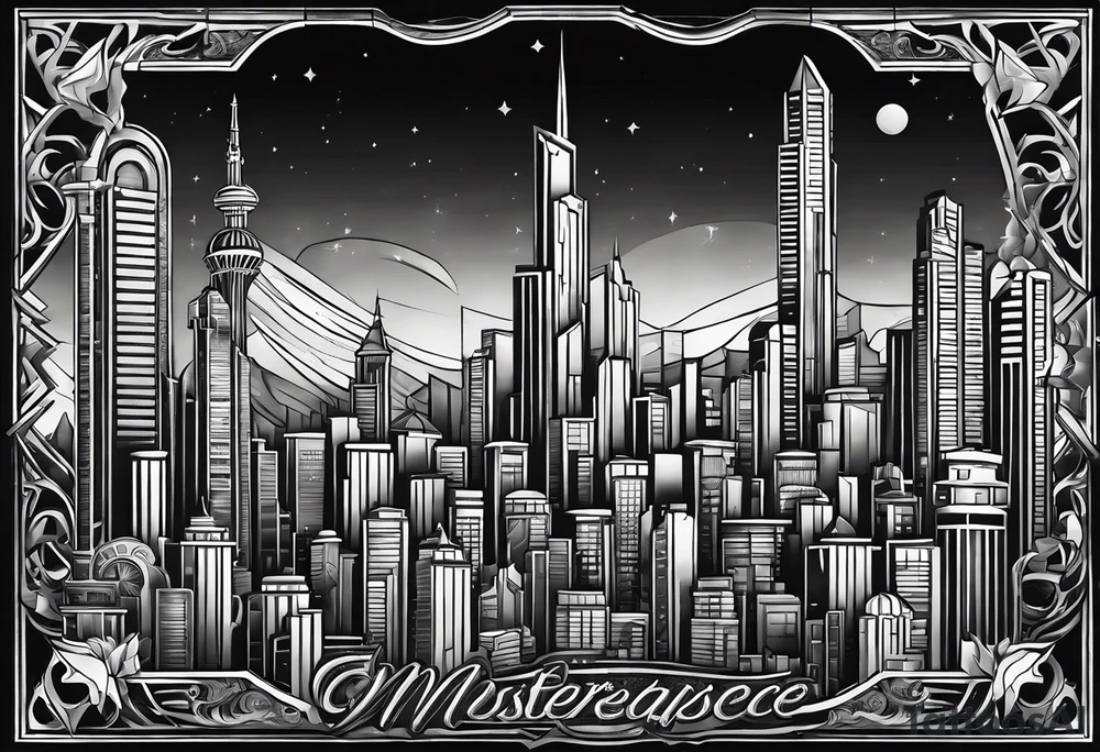 very dark emerald city tattoo idea