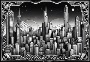 very dark emerald city tattoo idea