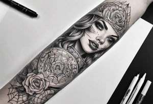 Halloween arm sleeve tattoo idea