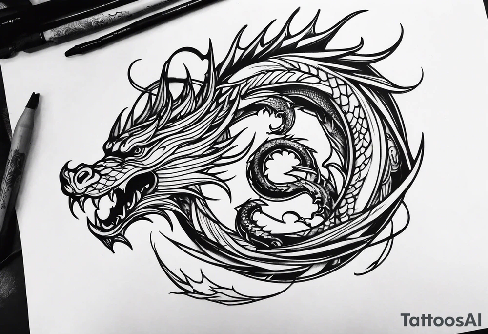 roaring dragons tattoo idea