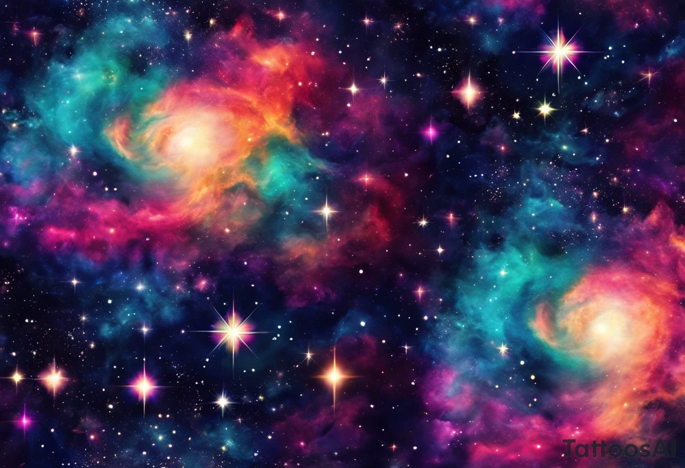 I want a nebula space galaxy s kinda shape 
tattoo that's colorful and bright and cute and is nice to look at I don't want a traditional circle I want it like the ones thay look like an s shape and this tattoo will be on my left buttcheek and light colors I want more spread and less circle side to life Left to right a spiral galaxy in prominently blue light or dark tattoo idea