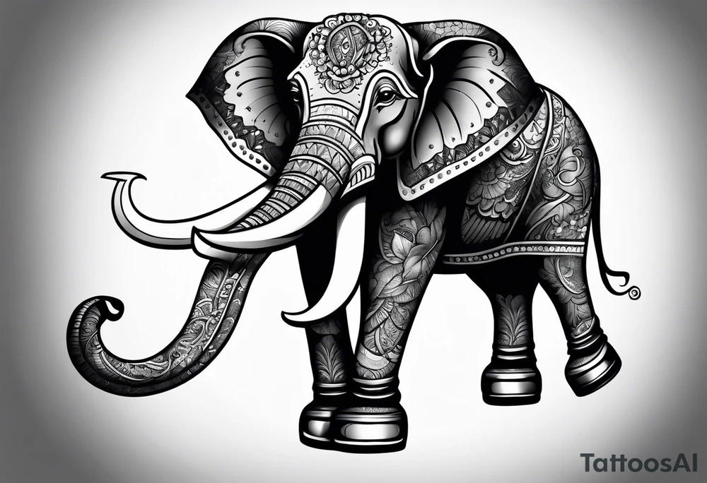 Elephant wearing skates tattoo idea