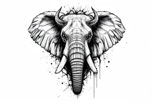 A hieroglyphic, depicting an ancient and gargantuan African elephant with horns protruding from its forehead and wings that resemble that of a falcons tattoo idea