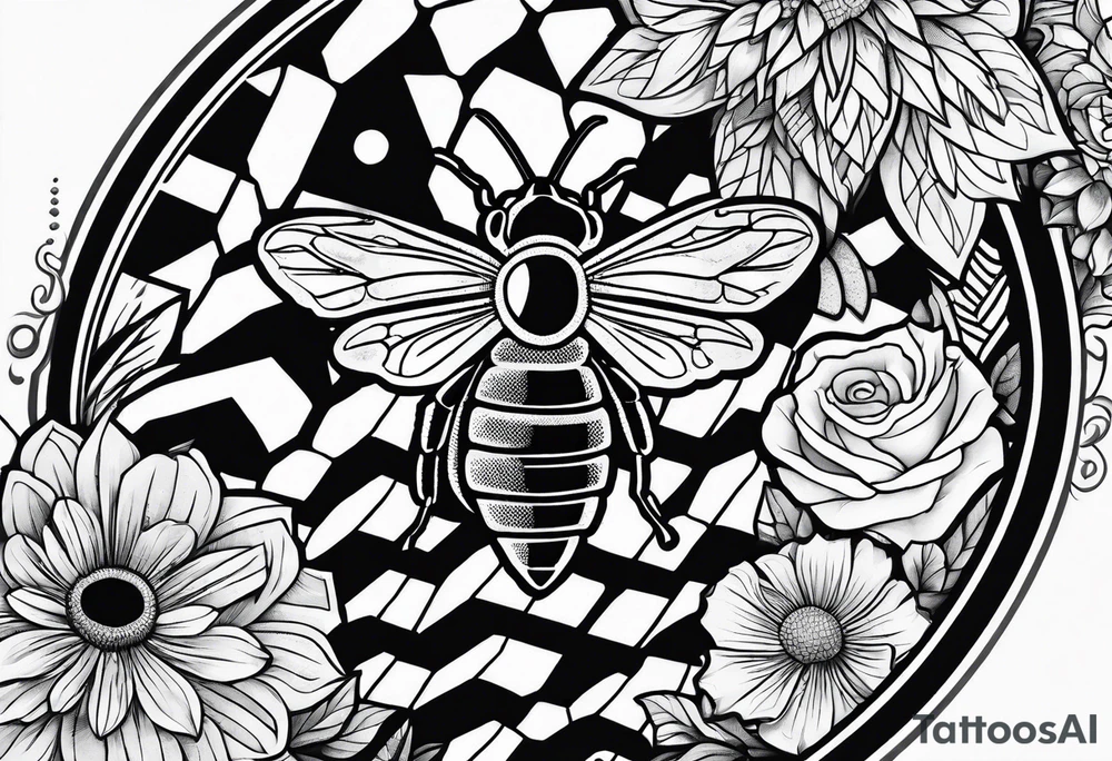 honey comb sleeve tattoo idea