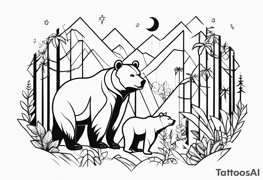 bears in jungle tattoo idea