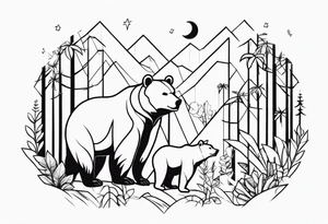 bears in jungle tattoo idea
