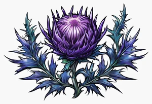 Purple thistle and blue thistle tattoo idea
