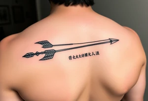 underarm tattoo with vinland saga thorfin arrows but not on the dagger just the arrows. and then in chinese calighraphy write this quote going through the design:你没有敌人 tattoo idea