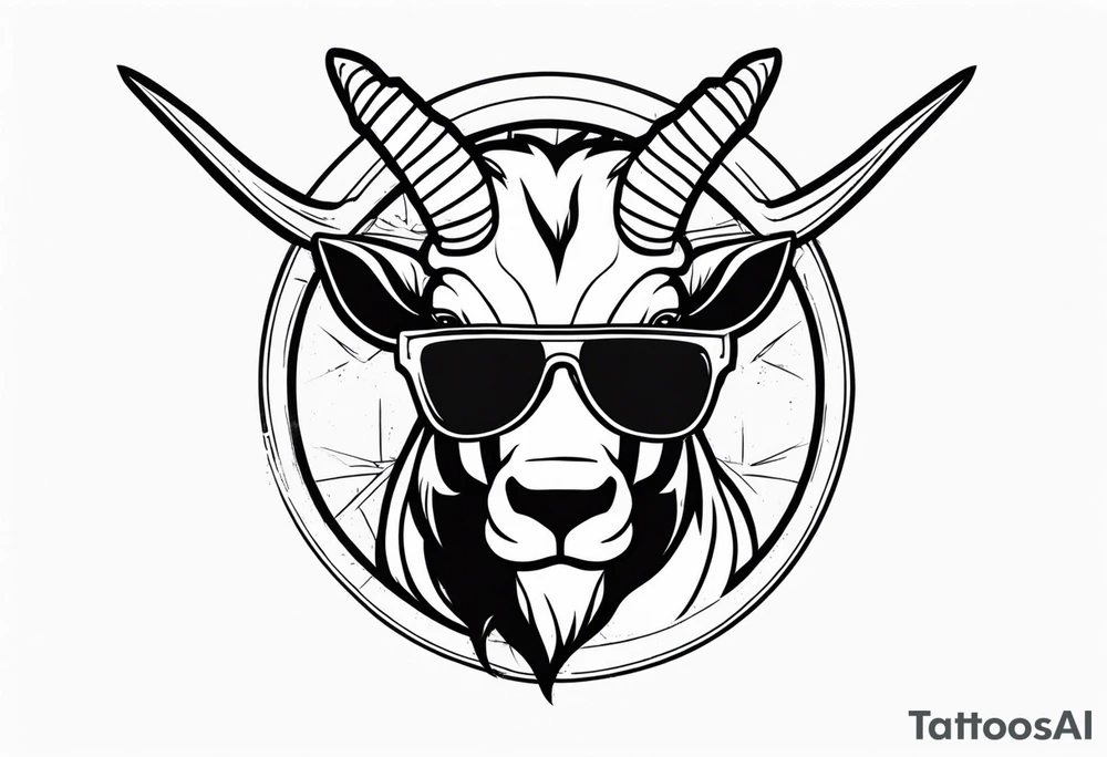 capricorn man with sunglasses and gun tattoo idea
