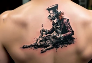 The mad hatter pouring tea on the dead rabbit tattoo idea