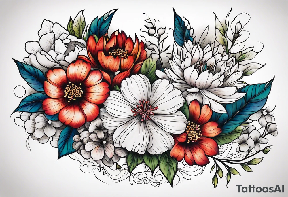 Flower bouquet tattoo idea
