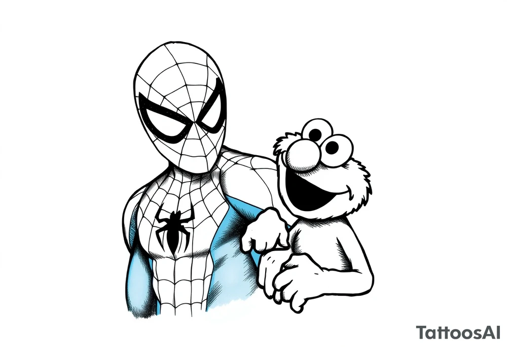 Spider-man and Elmo tattoo idea