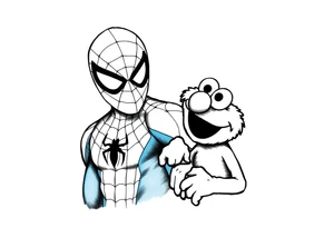 Spider-man and Elmo tattoo idea