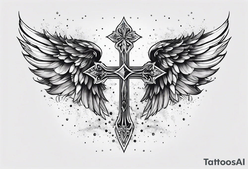 Constellation, wing , snow , cross tattoo idea