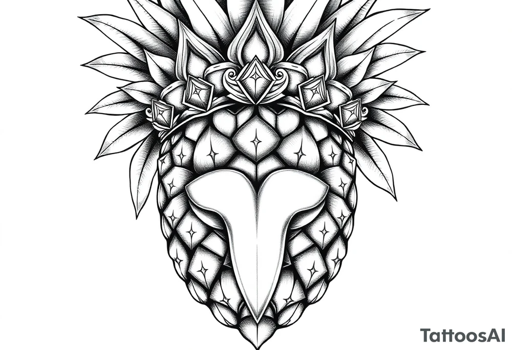 Majestic crown pineapple with
vagina and anus , tattoo idea