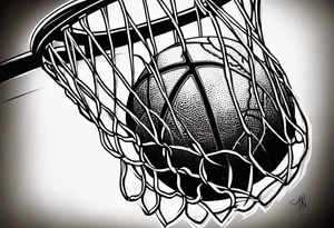 Basketball going through net tattoo idea