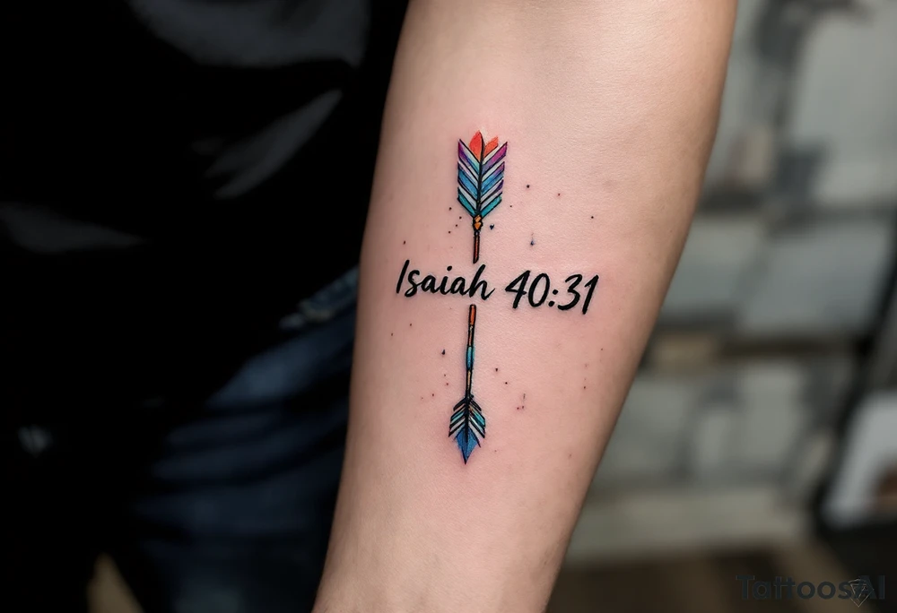 native american arrow saying "Isaiah 40:31" tattoo idea