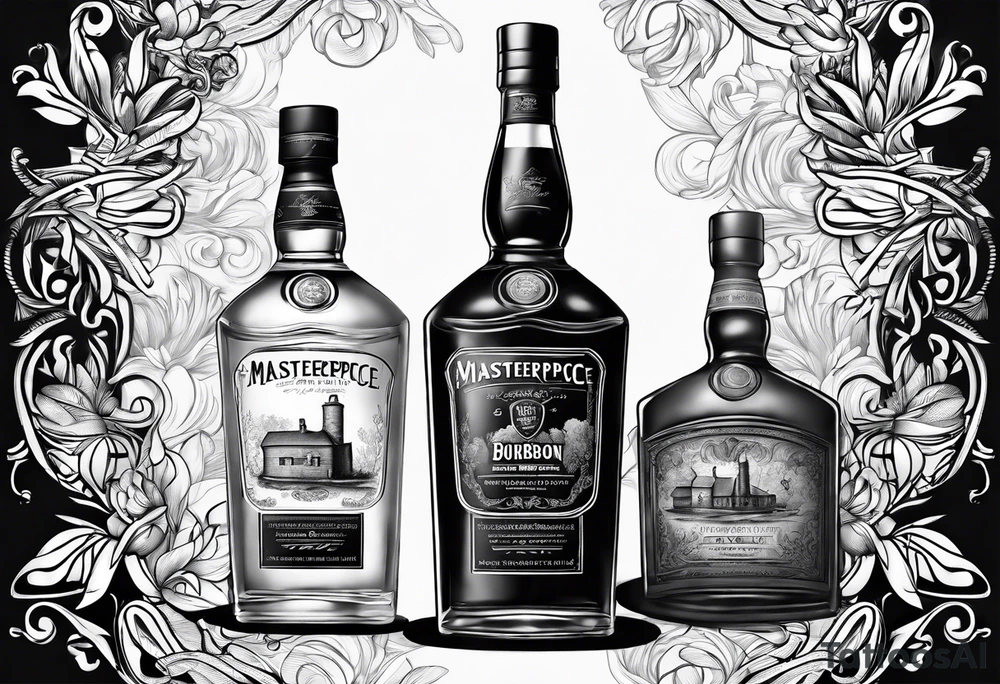 bottle of bourbon with no decal on it tattoo idea